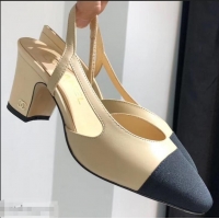 New Fashion Chanel Heel 6.5cm Slingbacks G31318 Beige/Grosgrain Black 2019