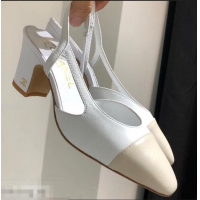 New Cheap Chanel Heel 6.5cm Slingbacks G31318 White/Ivory 2019