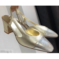 New Style Chanel Heel 6.5cm Slingbacks G31318 Gold/Silver 2019