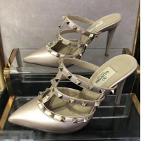 Top Quality VALENTINO ROCKSTUD STRAP sheepskin PUMP 9.5CM V8756 Gold