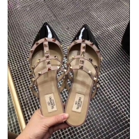 Wholesale VALENTINO ROCKSTUD STRAP PATENT FLAT V8754 Black