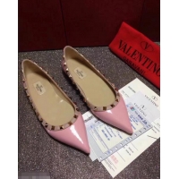 Buy Cheap Valentino PATENT Rockstud Ballet Flats V8758 Pink