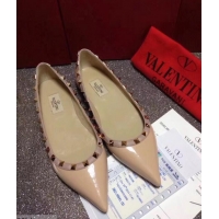 Ladies Cheapest Valentino PATENT Rockstud Ballet Flats V8758 NUDE