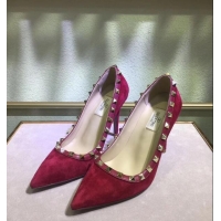 Best Price Valentino Suede Rockstud Pump 9.5cm V8759 Red