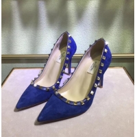 Women Classic Valentino Suede Rockstud Pump 9.5cm V8759 Blue