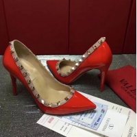 Shop Luxury VALENTINO PATENT ROCKSTUD PUMP 9.5CM VT8510 RED