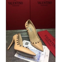 Fashion Luxury VALENTINO ROLLING ROCKSTUD PUMP 9.5CM VT8660 BEIGE