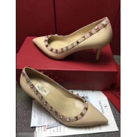 Fashion Luxury VALENTINO SHEEPSKIN ROCKSTUD PUMP 6.5CM VT8975 NUDE