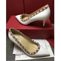 Shop Cheap VALENTINO SHEEPSKIN ROCKSTUD PUMP 6.5CM VT8975 White