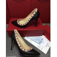 Buy Ladies VALENTINO SHEEPSKIN ROCKSTUD PUMP 9.5CM VT8956 Black