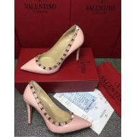 Discount VALENTINO SHEEPSKIN ROCKSTUD PUMP 9.5CM VT8956 Pink