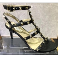 Shop Low Price Valentino Heel 6.5cm Cage Rockstud Sandals VT0402 Black 2019