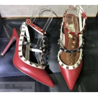 Chic Valentino Heel 9.5cm Rockstud Multicolored Ankle Strap Pumps VT0404 2019