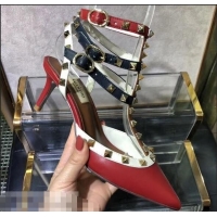 Crafted Valentino Heel 6.5cm Rockstud Multicolored Ankle Strap Pumps VT0405 2019