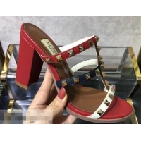 Inexpensive Valentino Heel 9.5cm Rockstud Multicolored Trims Mules Sandals VT10412 2019