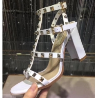 Sumptuous Valentino Cage Rockstud Calfskin Sandal 9.5cm VT8756 White