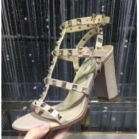 Expensive Valentino Cage Rockstud Calfskin Sandal 9.5cm VT8756 Nude Pink