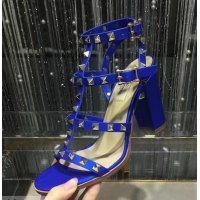 Refined Valentino Cage Rockstud Calfskin Sandal 9.5cm VT8756 Blue