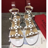 Specials Valentino ROCKSTUD FLAT CAGE SANDAL VT8759 White