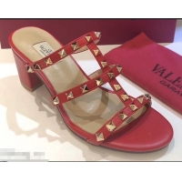 Shop Duplicate Valentino Heel 6.5cm Rockstud Mules Slide Sandals VT2502 Red