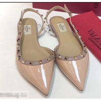 Low Price Valentino Rockstud Patent Leather Slingback Ballet Flats VT2603 Nude