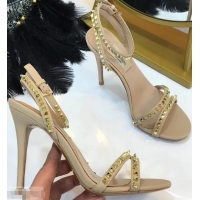 Low Price Valentino Heel 10cm Rockstud Around Sandals VT2704 Nude 2019