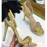 Good Looking Valentino Heel 10cm Rockstud Around Sandals VT2704 Gold 2019