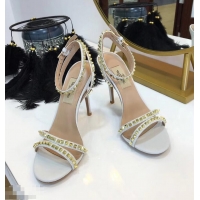 Unique Style Valentino Heel 10cm Rockstud Around Sandals VT2704 White 2019