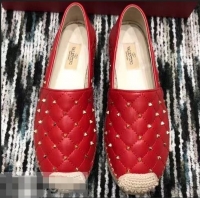 Shop Discount Valentino Rockstud Spike Espadrilles VT40817 Red 2019