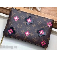 Well Crafted Louis Vuitton Monogram Canvas Blooming Flowers Pochette Double Zip Bag M63905 Black 2019