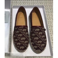 Top Quality Dior Flat Oblique Canvas Espadrille D3149 Burgundy