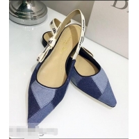 Affordable Price Dior J’Adior Flat Ballet Slingback Pump D1908 Denim Patchwork