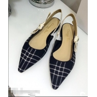 Hot Sell Dior J’Adior Slingback Flat Ballet Pump D1911 Tartan Fabric Black/White