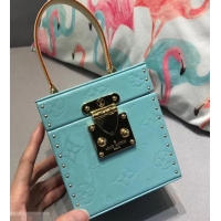 Sophisticated Louis Vuitton Vintage Monogram Vernis Bleecker Box Top Handle Bag M40011 Sky Blue 2019