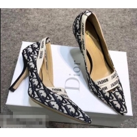 Ladies Dior Heel 9.5cm J'Adior And Double Ribbon Pumps In Obliuqe Jacquard Canvas D22201 Black 2019