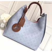 Top Grade Louis Vuitton Mahina Calf Leather Carmel Hobo Bag Bleu M538418 2019