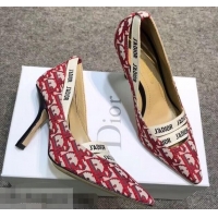 Grade Dior Heel 9.5cm J'Adior And Double Ribbon Pumps In Obliuqe Jacquard Canvas D2203 Red 2019