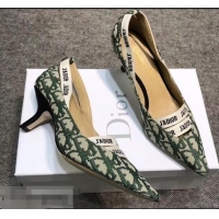 Discount Dior Heel 6.5cm J'Adior And Double Ribbon Pumps In Obliuqe Jacquard Canvas D2206 Green 2019