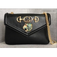 Luxury Discount Gucci Interlocking G Horsebit Rajah Small Shoulder Bag 537243 Black 2019 