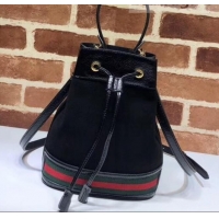 Best Imitation Gucci Ophidia Web Suede Small Bucket Top Handle Bag 550621 Black