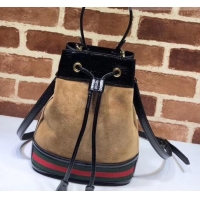 Popular Style Gucci Ophidia Web Suede Small Bucket Top Handle Bag 550621 Brown