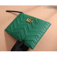 Imitation Gucci GG Marmont Leather Pouch Clutch Bag 476440 Green