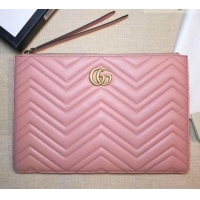 Good Product Gucci GG Marmont Leather Pouch Clutch Bag 476440 Pink