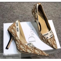 Low Cost Dior Heel 9.5cm J'Adior And Double Ribbon Pumps In Obliuqe Jacquard Canvas D2207 Brown 2019