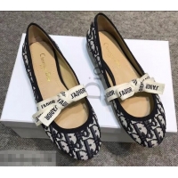 Best Product Dior J'Adior And Bow Ribbon Ballet Pumps In Obliuqe Jacquard Canvas D2301 Black 2019