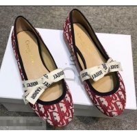 Good Looking Dior J'Adior And Bow Ribbon Ballet Pumps In Obliuqe Jacquard Canvas D2301 Red 2019