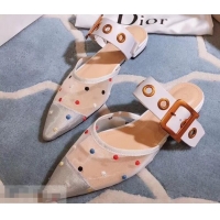 Super Quality Dior D-Dior Mules Polka Dots CD1807 White 2019