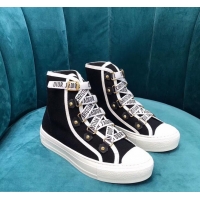 Low Price Dior WALK'N'DIOR High-top Sneakers with J'Adior Laces Canvas CD1903 Black 2019