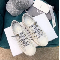 Good Quality Dior WALK'N'DIOR Low-top Sneakers with J'Adior Laces Canvas CD1905 White 2019