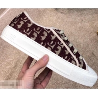 Grade Quality Dior WALK'N'DIOR Low-top Sneakers Oblique Embroidered Canvas CD1913 Burgundy 2019